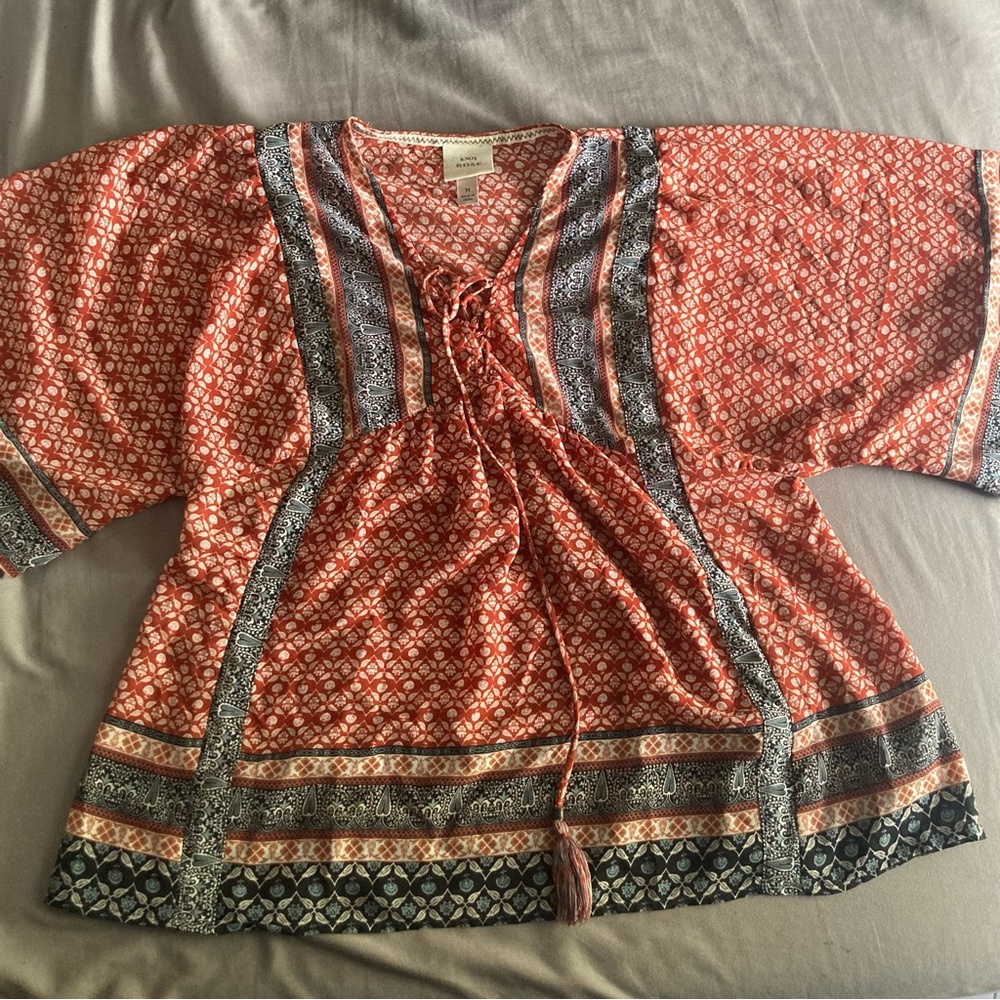 Bohemian Red and Black Women's Top